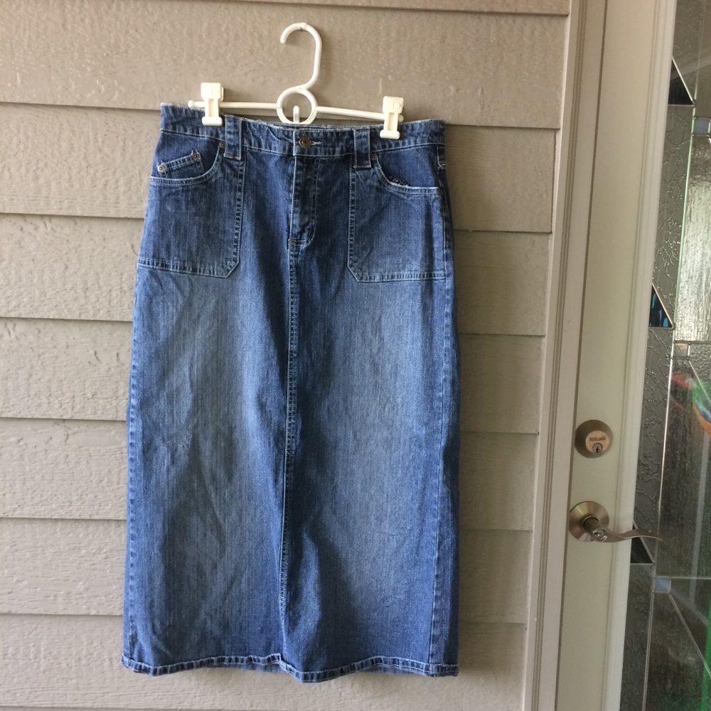 Sonoma Life+Style Blue Denim Long Stretch Skirt